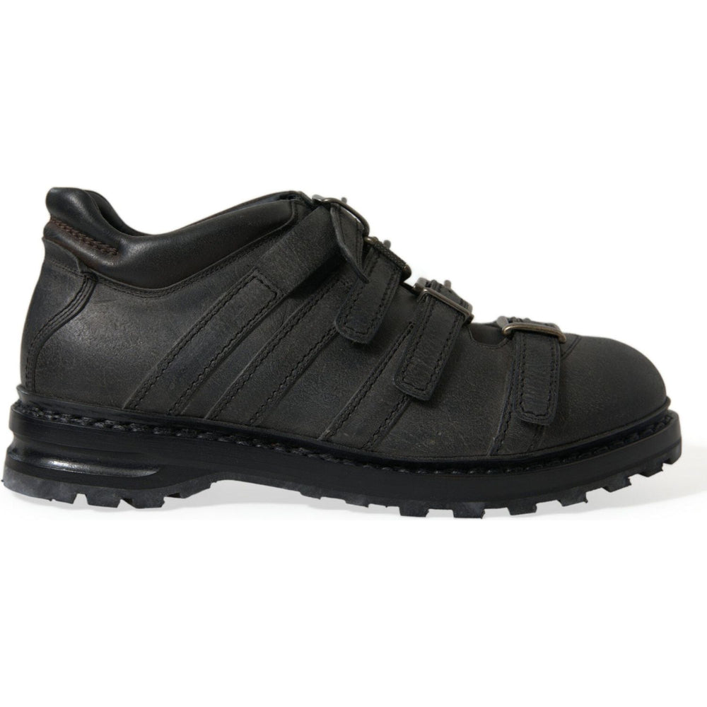 Dolce & Gabbana Black Leather Strap Men Ankle Boots Shoes