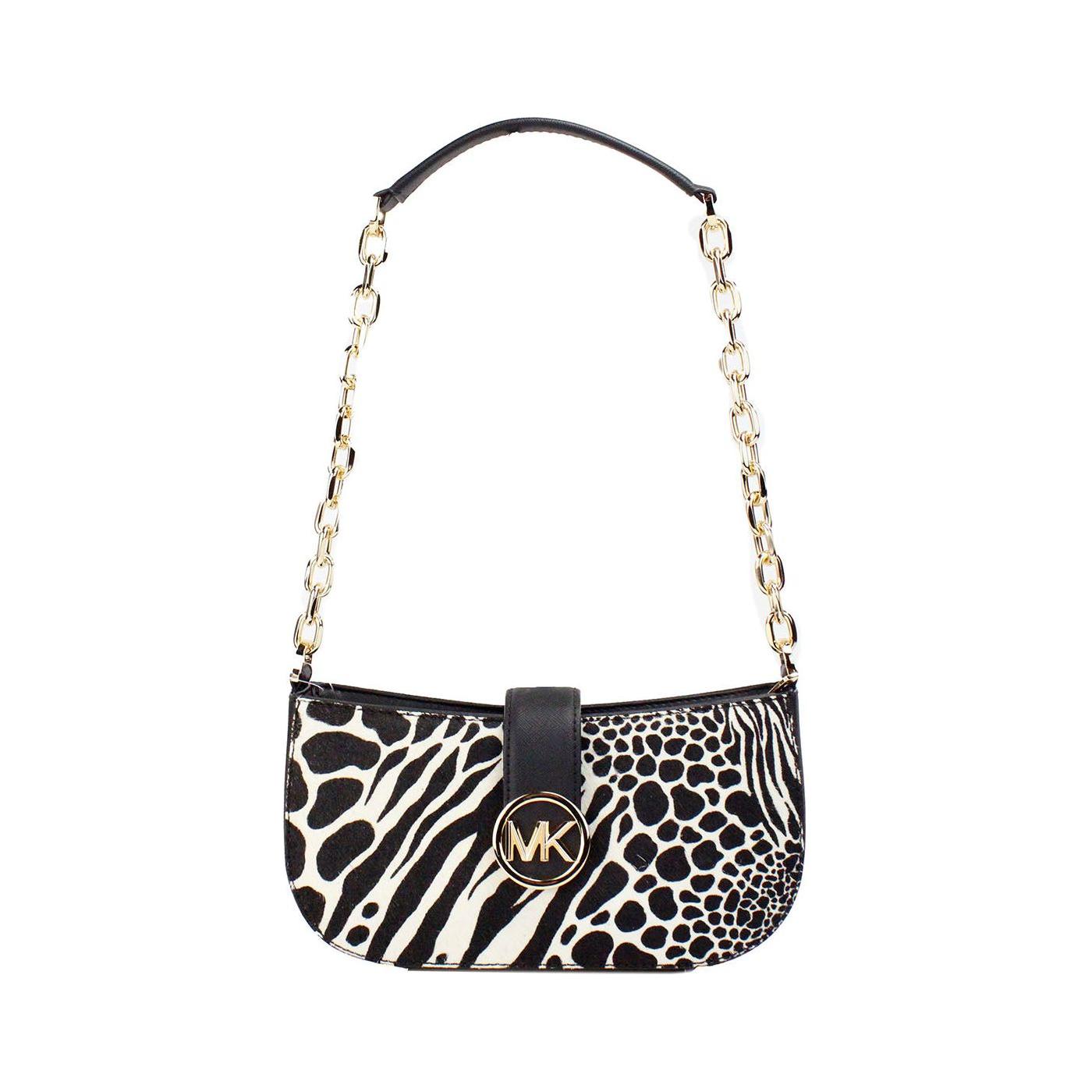 Michael Kors Carmen Small Black Haircalf Pouchette Shoulder Crossbody Bag