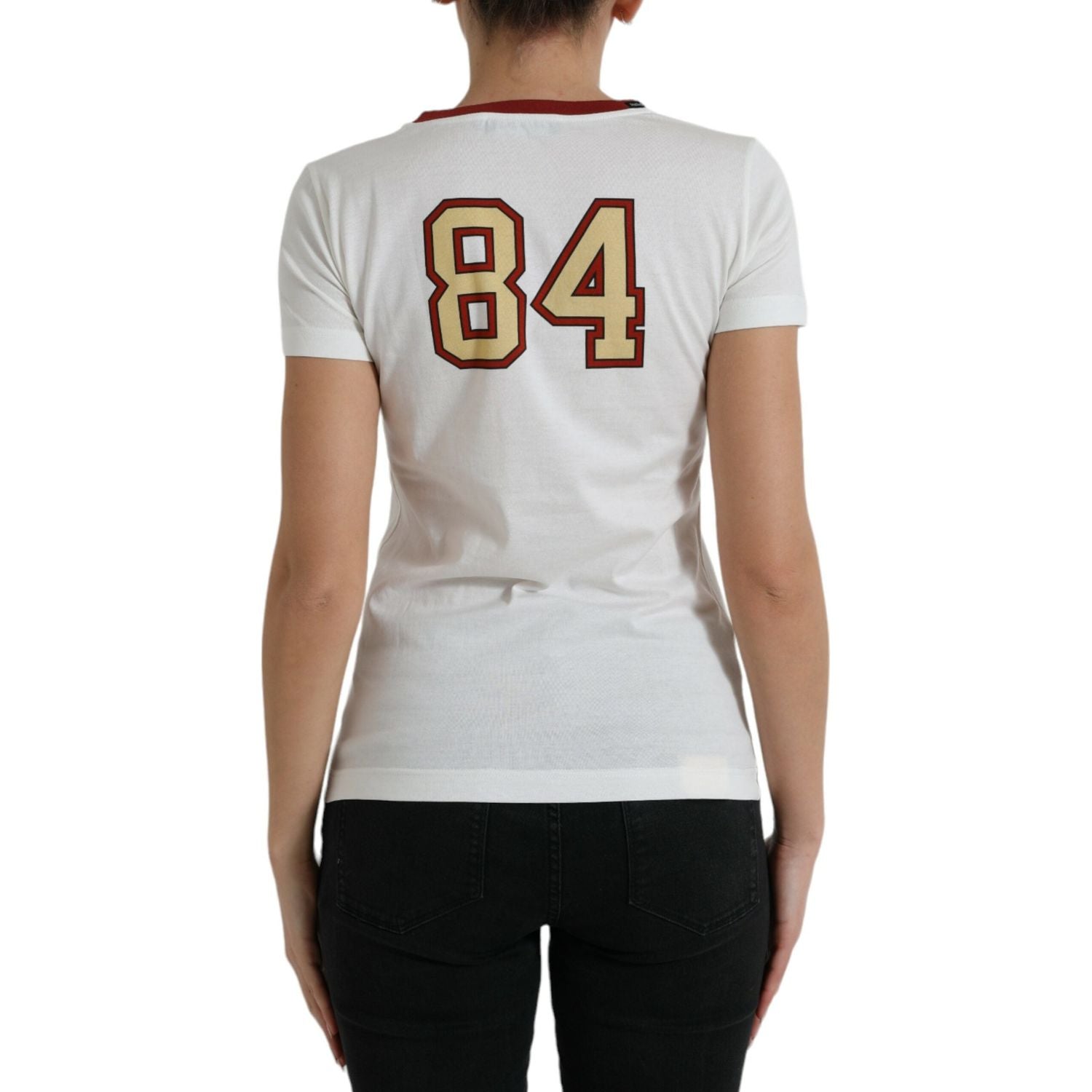 优雅白色棉质圆领 T 恤