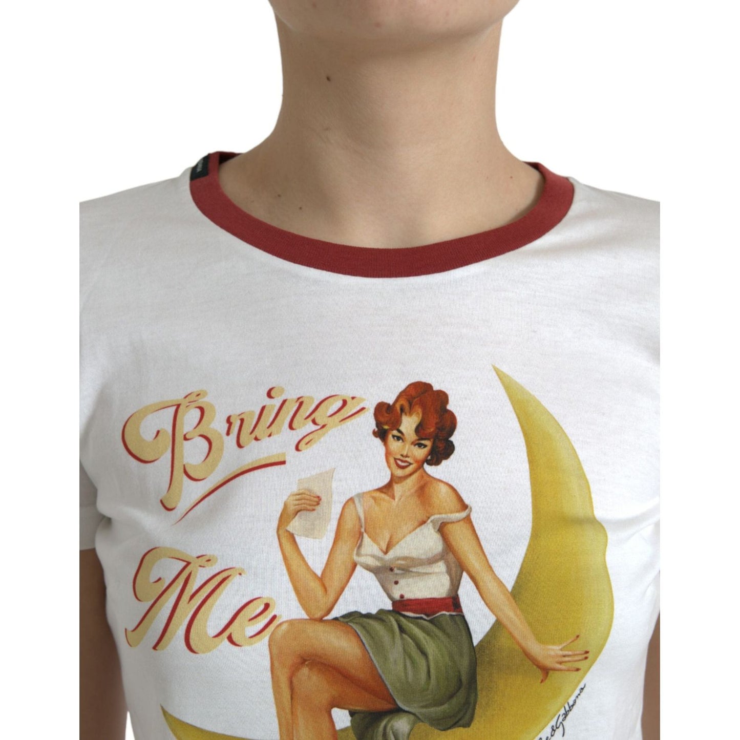 Dolce & Gabbana White Bring Me To The Moon T-shirt Top TSH84521-38