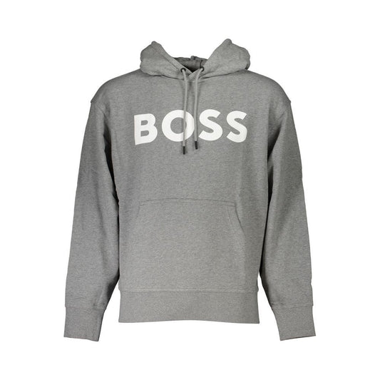 Hugo Boss Elegant Gray Hooded Sweatshirt with Logo Hugo Boss