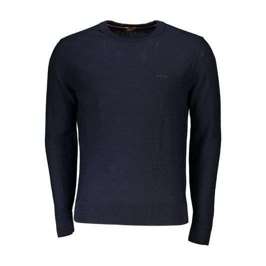 Hugo Boss Chic Blue Crew Neck Wool-Blend Sweater Hugo Boss