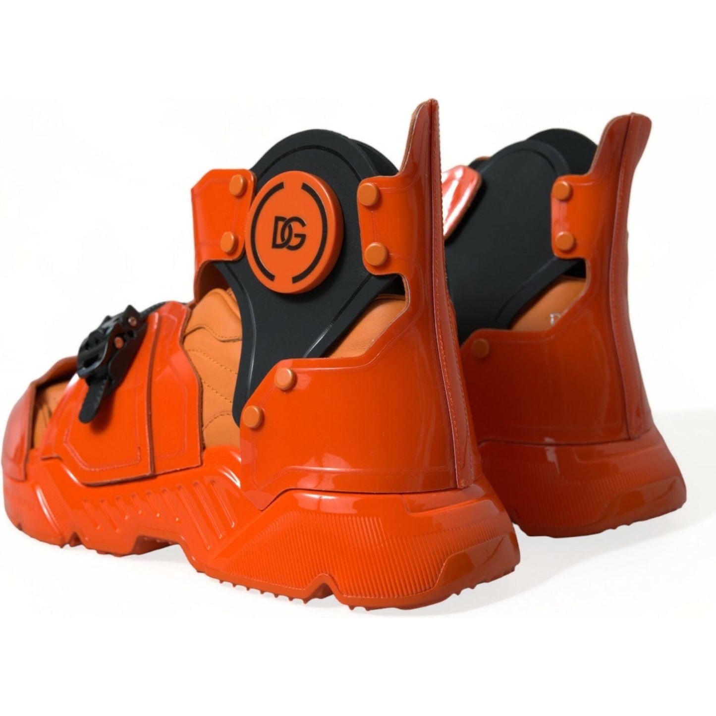 Dolce & Gabbana Orange Multi Panel Chunky High Top Sneakers Shoes