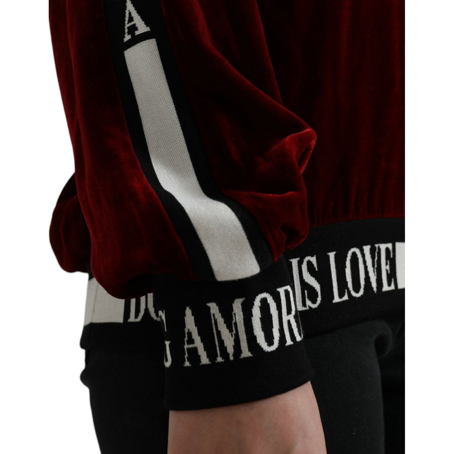 Dolce & Gabbana Bordeaux Velvet Round Neck Pullover Sweater