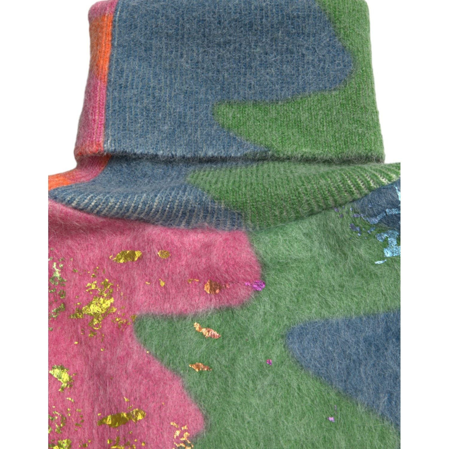 多色马海毛高领休闲毛衣