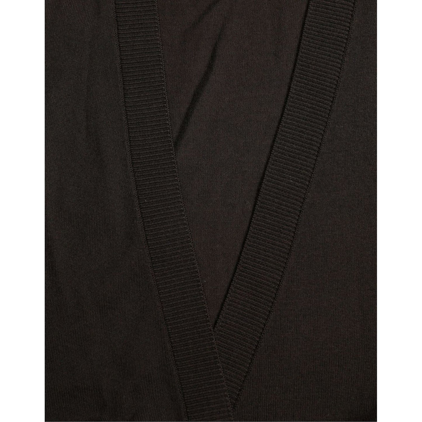 Dolce & Gabbana Black Wool V-neck Crossed Cardigan Sweater
