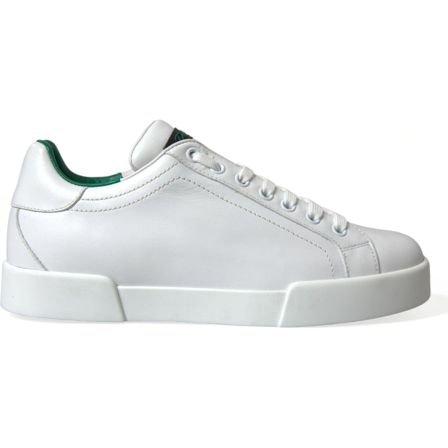 Dolce & Gabbana White Green Leather Portofino Sneakers Shoes