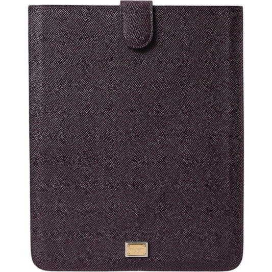 Dolce & Gabbana Dark Brown Leather Logo Plaque Cover Sleeve Tablet Case