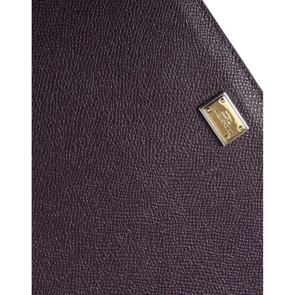 Dolce & Gabbana Dark Brown Leather Logo Plaque Cover Sleeve Tablet Case