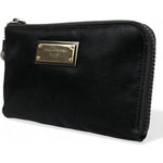 Dolce & Gabbana Black Nylon Logo Plaque Keyring Pouch Clutch Bag