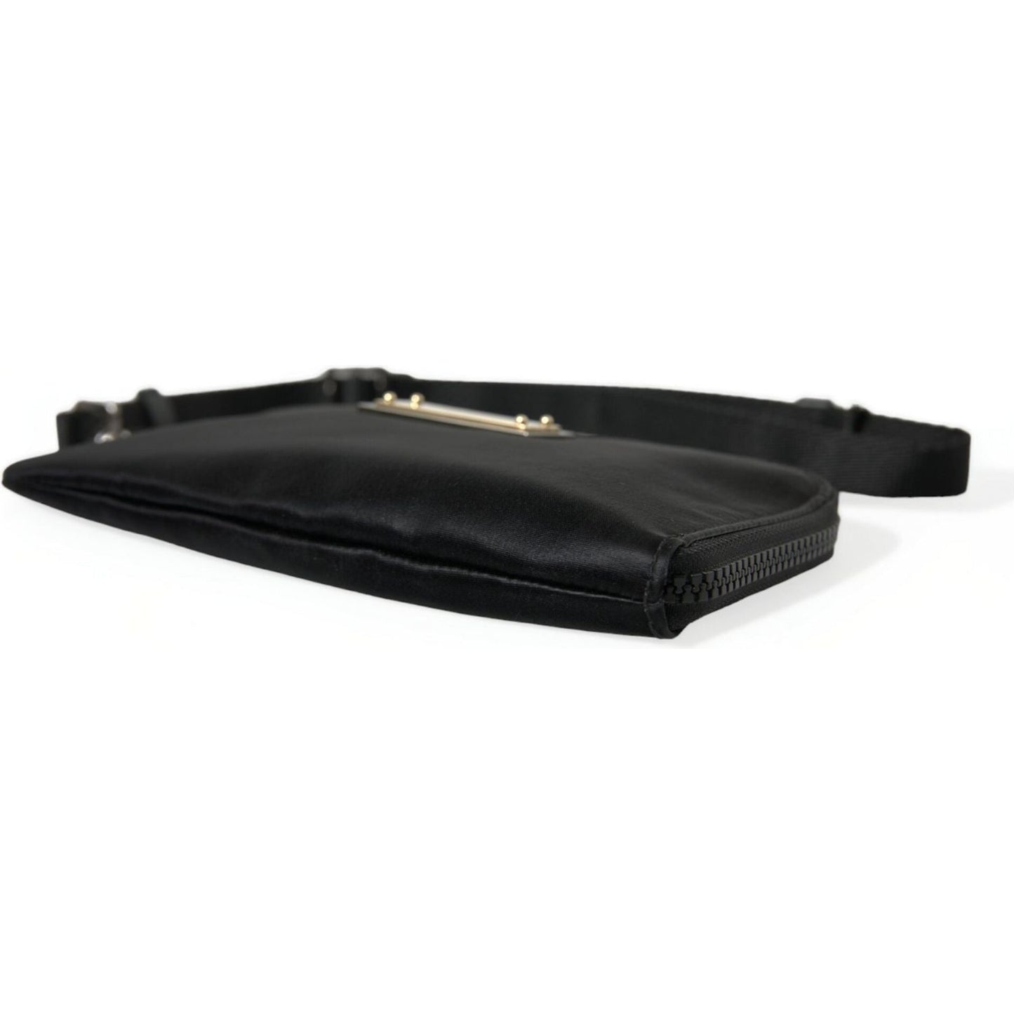 Dolce & Gabbana Black Nylon Logo Plaque Keyring Pouch Clutch Bag