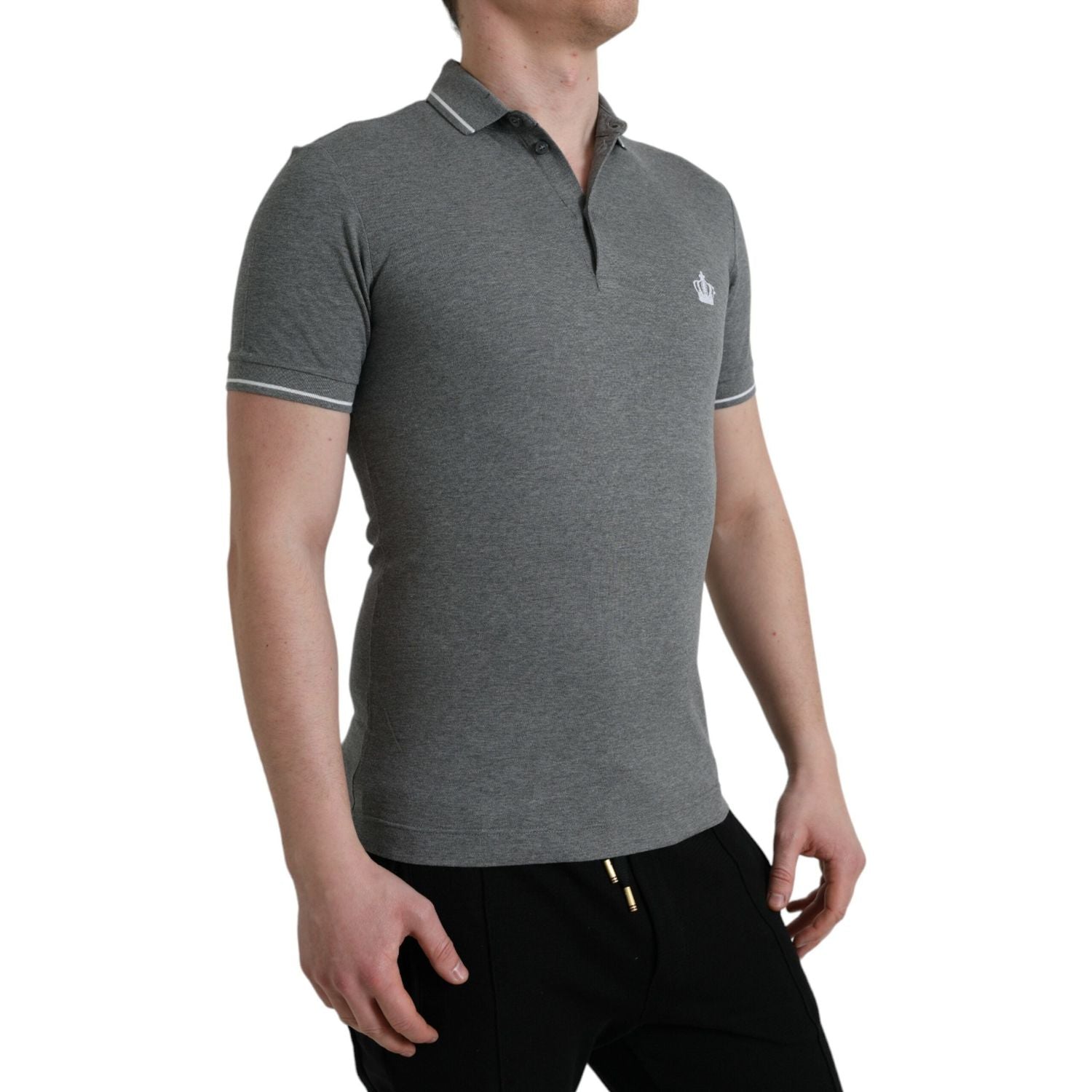 优雅灰色棉质 Polo T 恤