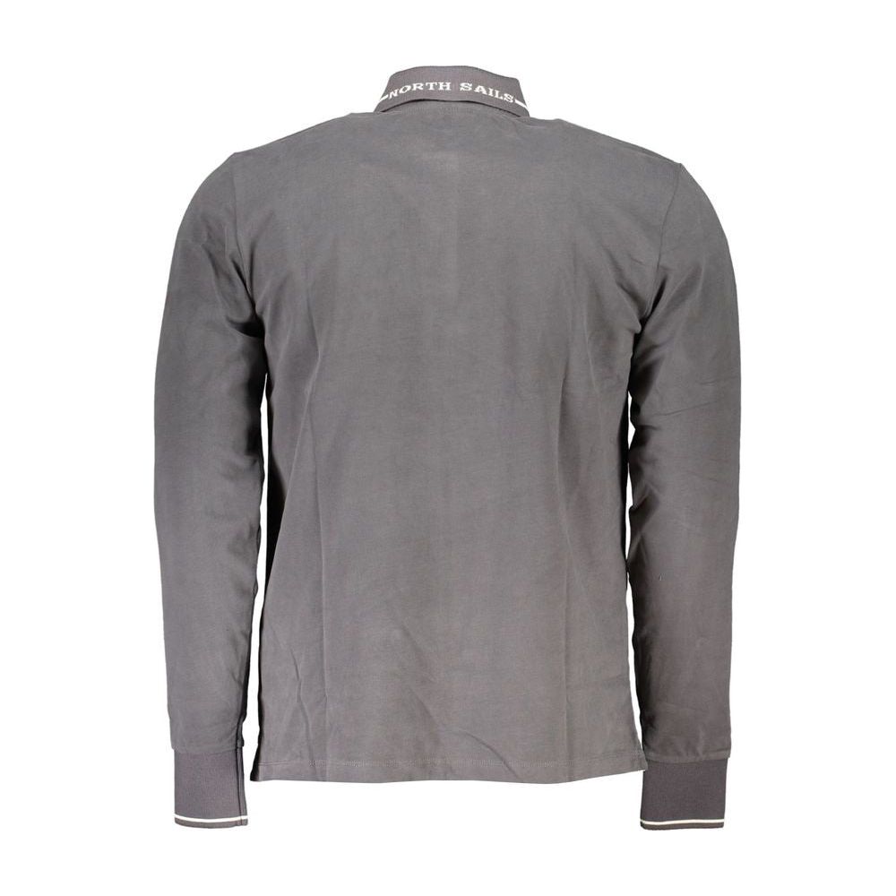 North Sails Sleek Gray Long-Sleeve Polo with Contrast Details North Sails