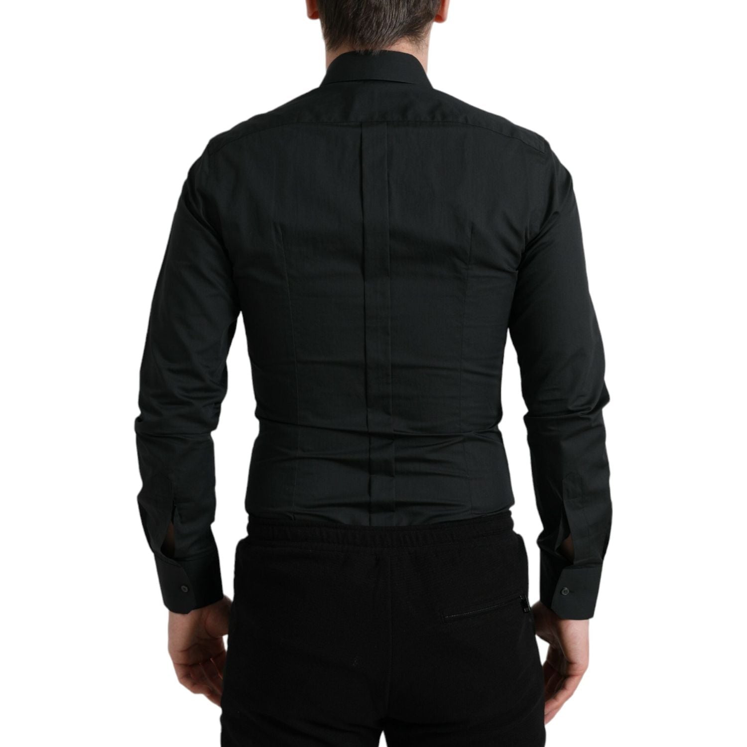 Dolce & Gabbana Black Cotton Silk Formal GOLD Dress Shirt