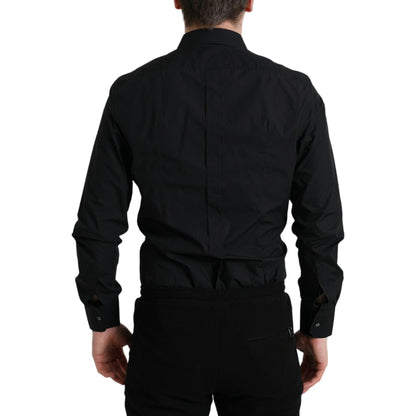 Dolce & Gabbana Black Cotton Men Formal GOLD Dress Shirt