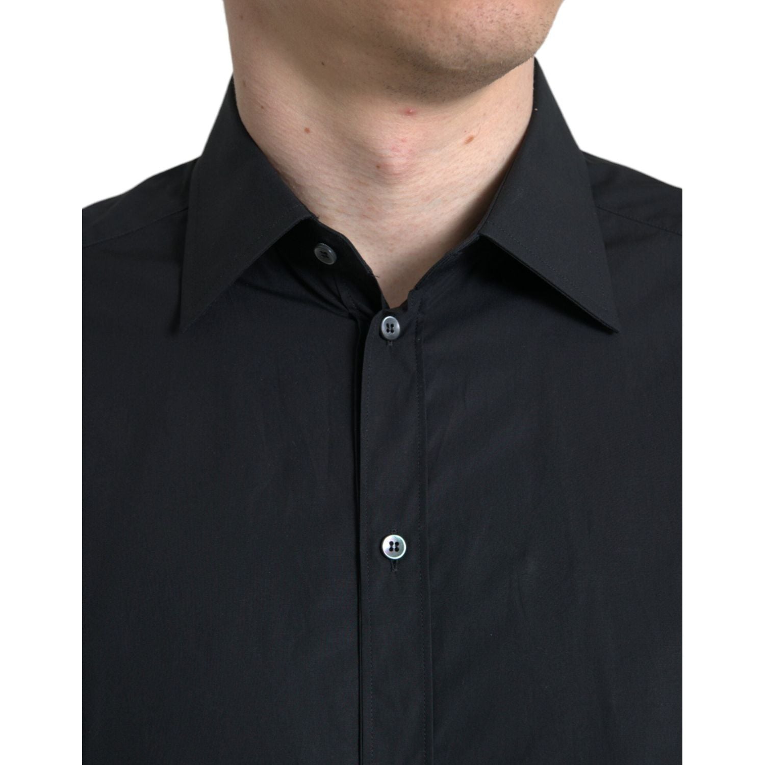 Dolce & Gabbana Black Cotton Men Formal GOLD Dress Shirt