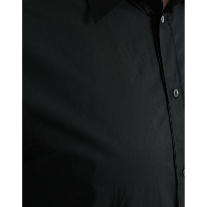 Dolce & Gabbana Black Cotton Men Formal GOLD Dress Shirt