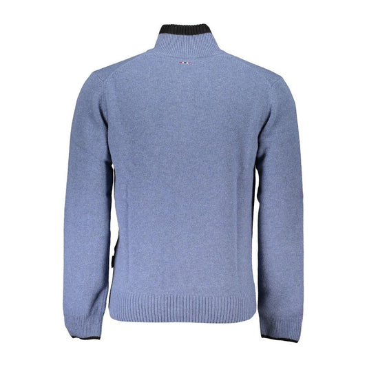 Napapijri Chic Blue Half-Zip Sweater with Contrast Details Napapijri