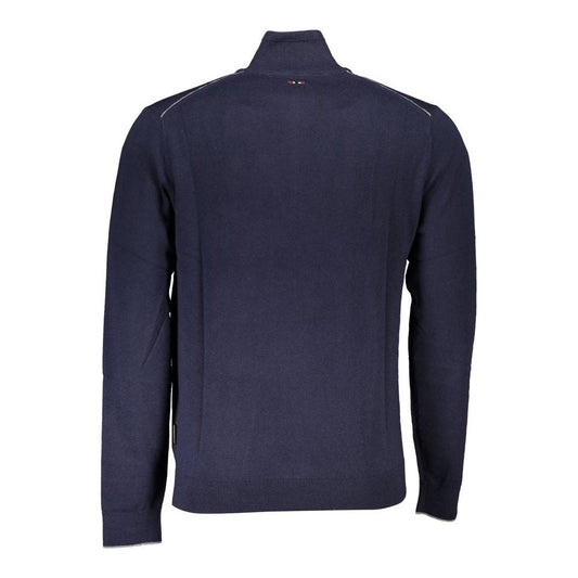 Napapijri Elegant Half-Zip Embroidered Blue Sweater Napapijri