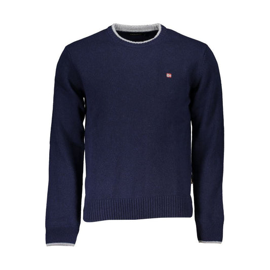 Napapijri Sleek Blue Crew Neck Embroidered Sweater Napapijri