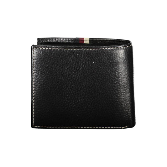 Tommy Hilfiger Elegant Black Leather Dual-Compartment Wallet Tommy Hilfiger