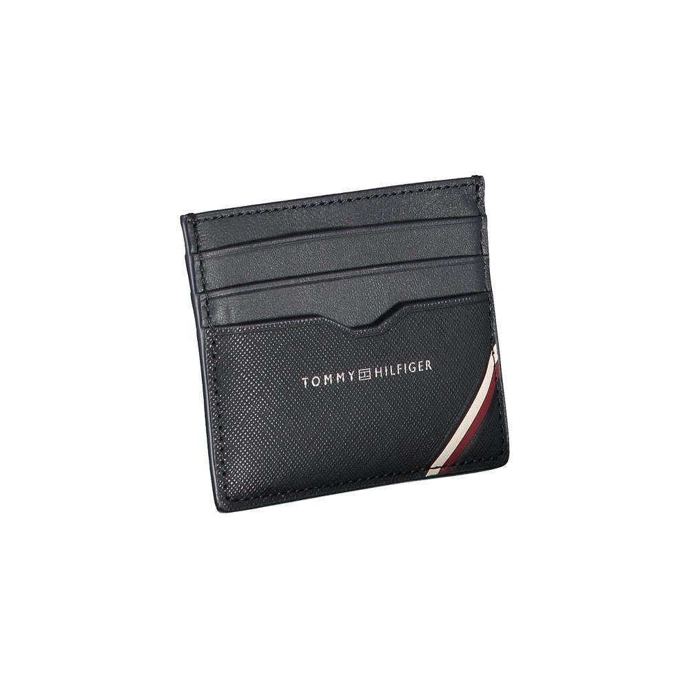 Tommy Hilfiger Elegant Blue Leather Card Holder with Contrast Details Tommy Hilfiger