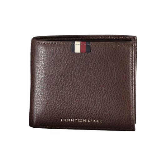 Tommy Hilfiger Elegant Brown Leather Wallet with Modern Contrast Tommy Hilfiger