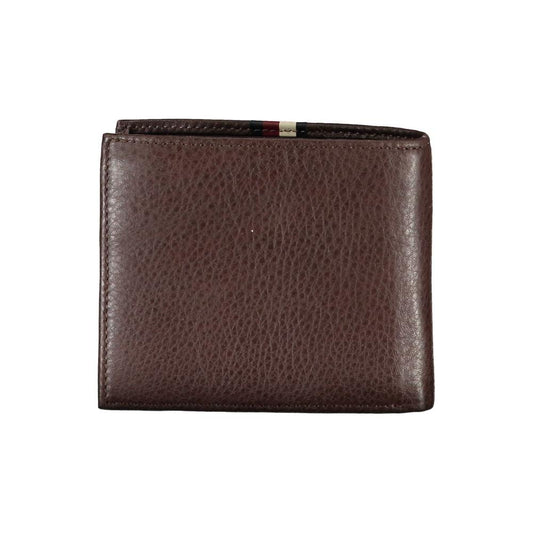 Tommy Hilfiger Elegant Brown Leather Wallet with Modern Contrast Tommy Hilfiger