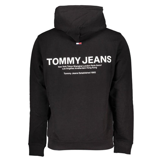 Tommy Hilfiger Elegant Black Hooded Sweatshirt with Logo Print Tommy Hilfiger