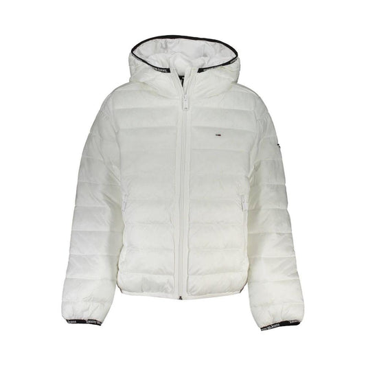 Tommy Hilfiger Elegant White Hooded Jacket with Contrast Details Tommy Hilfiger