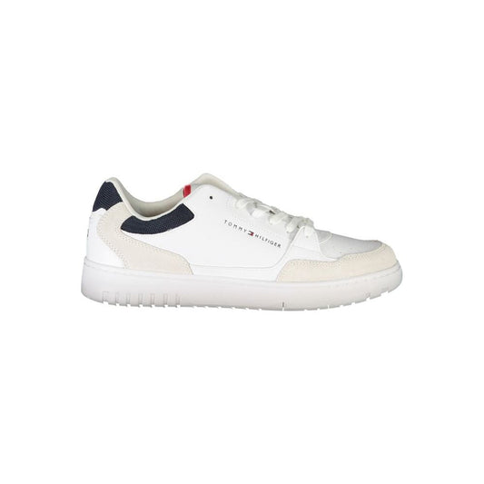 Tommy Hilfiger Elegant White Lace-Up Sneakers with Contrast Detail Tommy Hilfiger