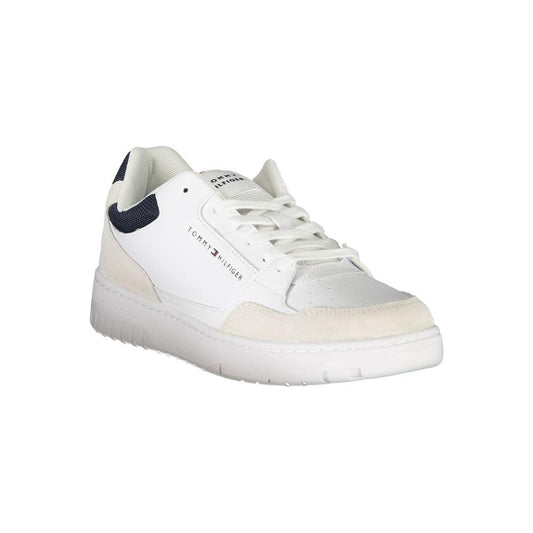 Tommy Hilfiger Elegant White Lace-Up Sneakers with Contrast Detail Tommy Hilfiger