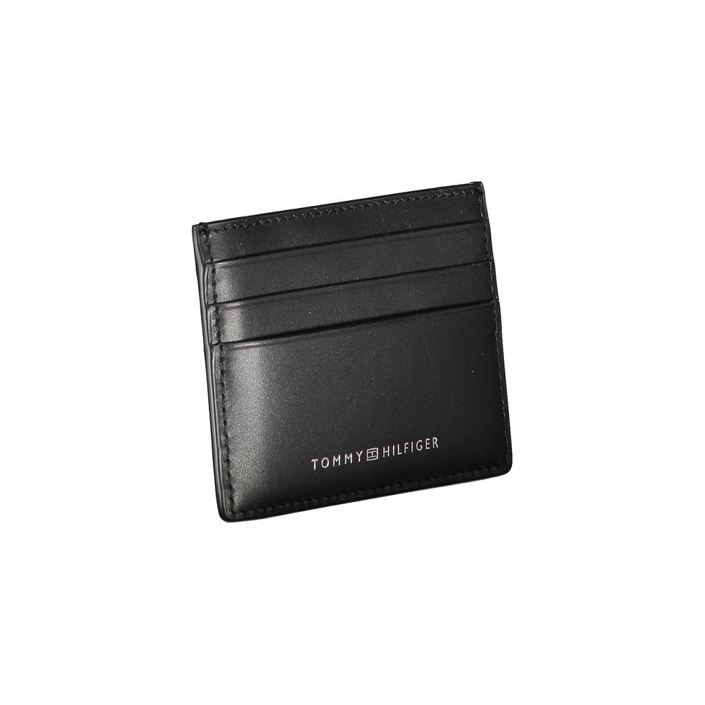 Tommy Hilfiger Chic Black Leather Card Holder with Contrast Detailing Tommy Hilfiger