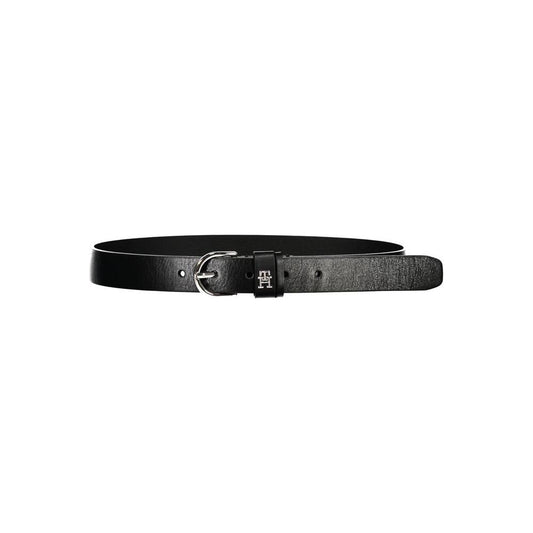 Tommy Hilfiger Elegant Black Leather Belt with Metal Buckle Tommy Hilfiger