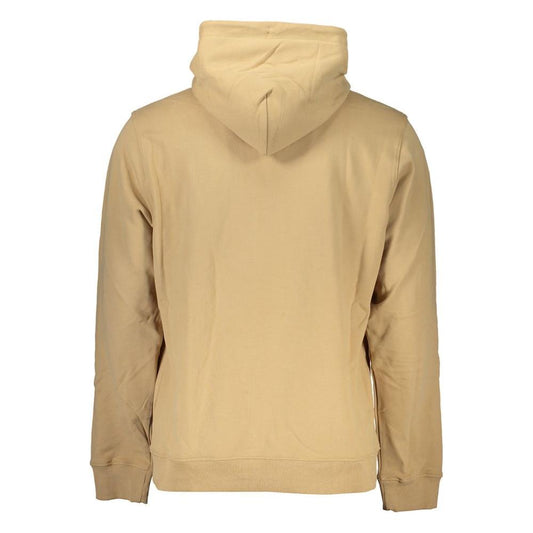 Tommy Hilfiger Beige Cotton Hooded Sweatshirt with Central Pocket Tommy Hilfiger