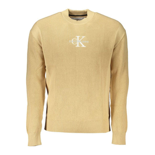 Calvin Klein Chic Beige Crew Neck Cotton Sweater Calvin Klein