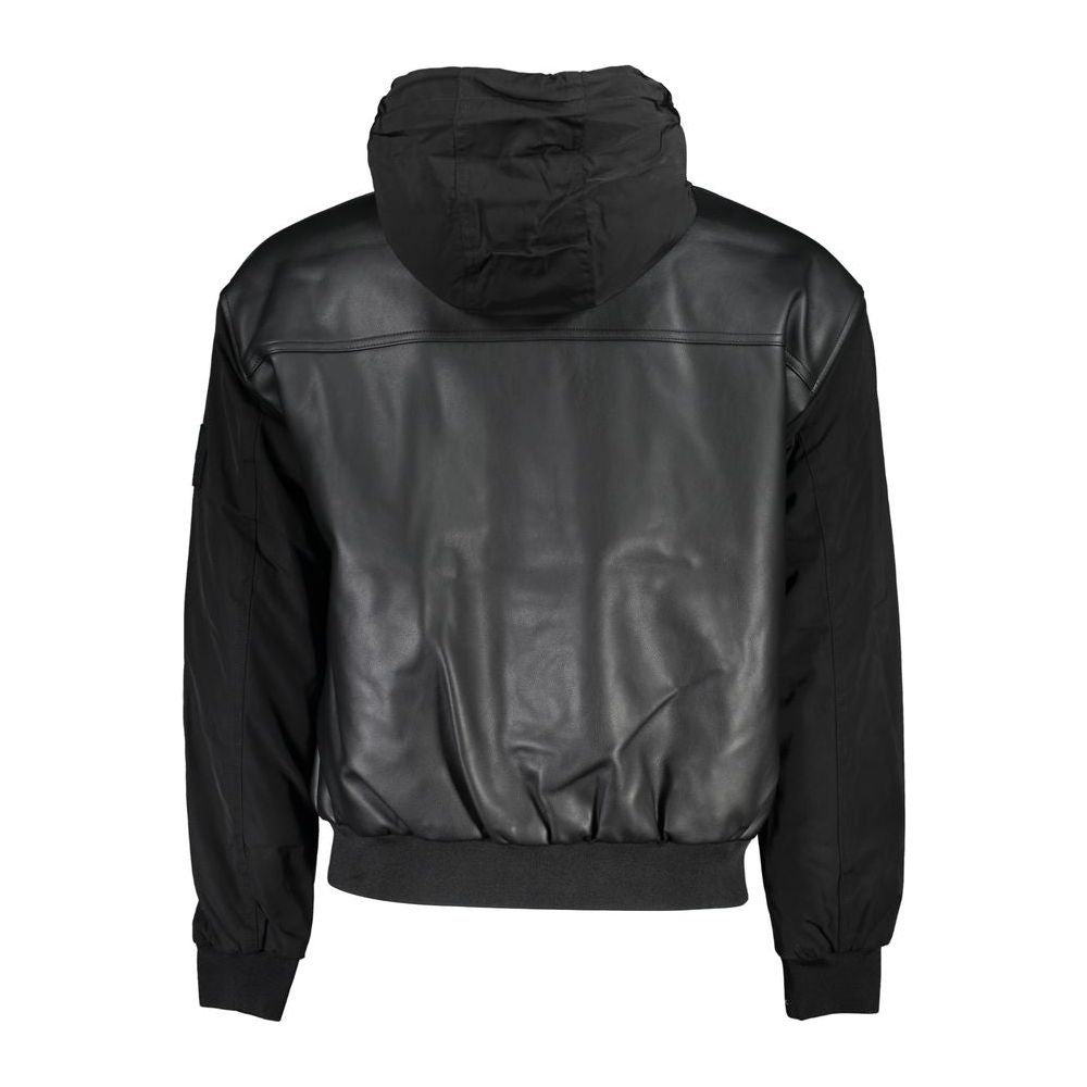 Calvin Klein Sleek Black Contrast-Trim Jacket with Hood Calvin Klein