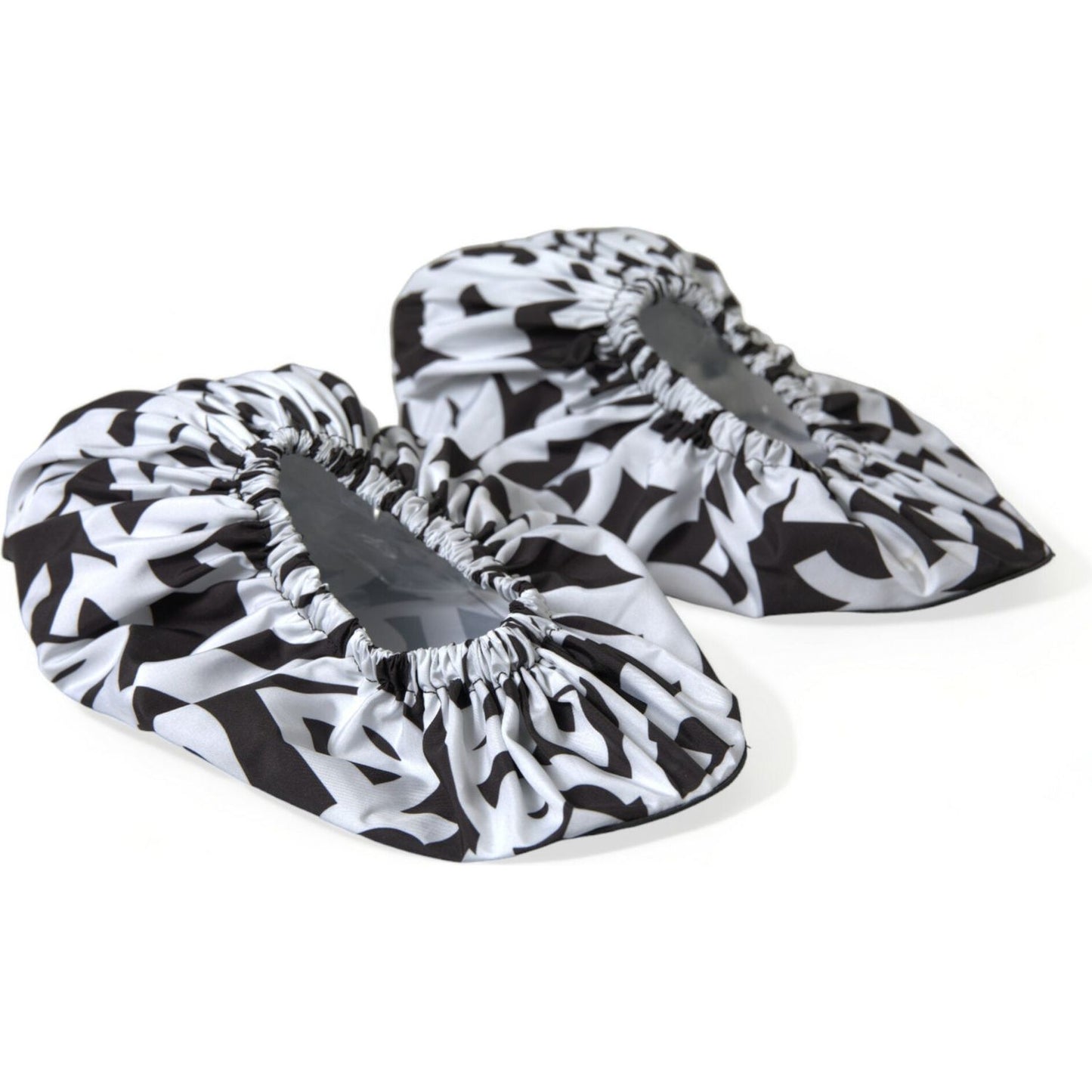 Dolce & Gabbana White Logo Print Nylon Slip On Flats Shoes