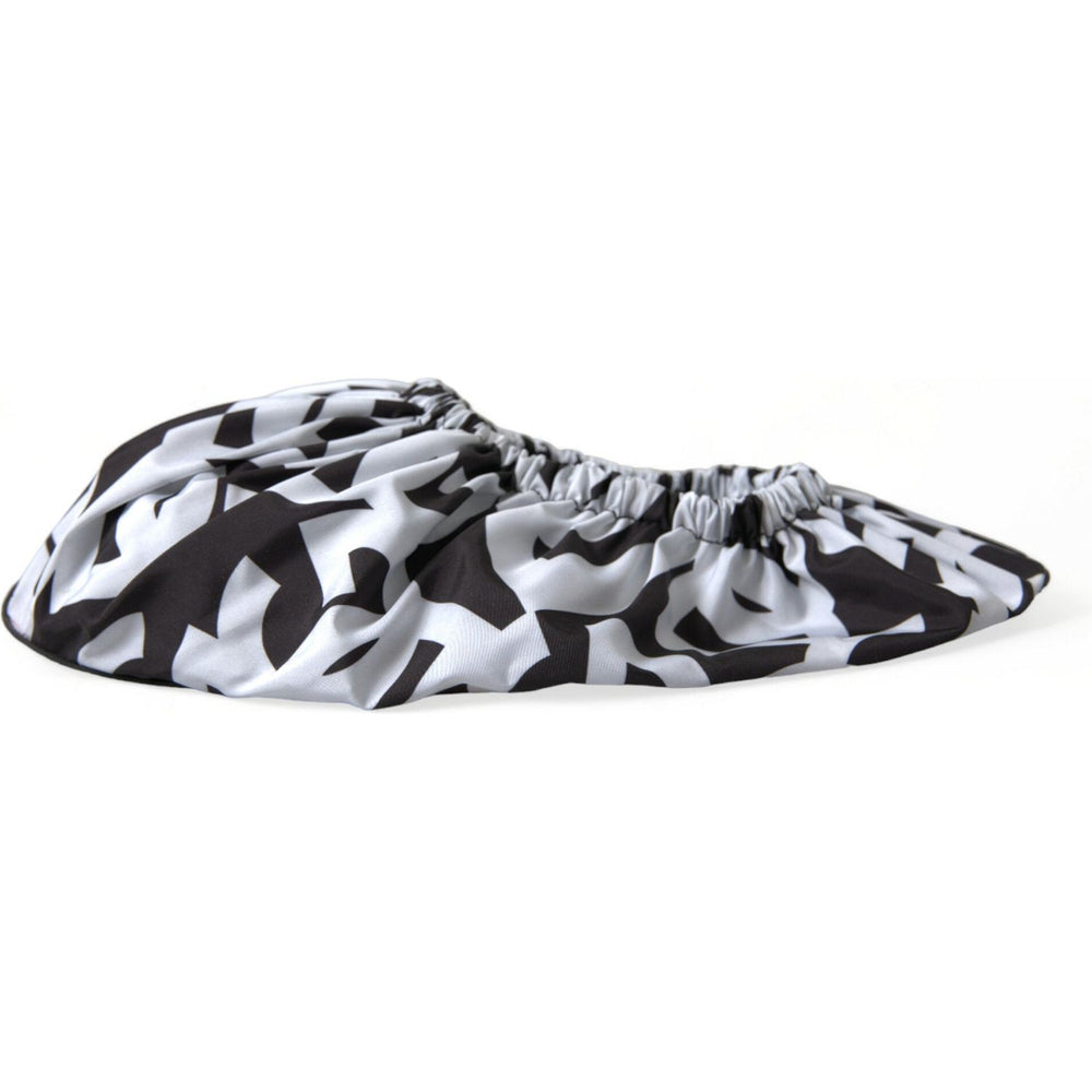 Dolce & Gabbana White Logo Print Nylon Slip On Flats Shoes
