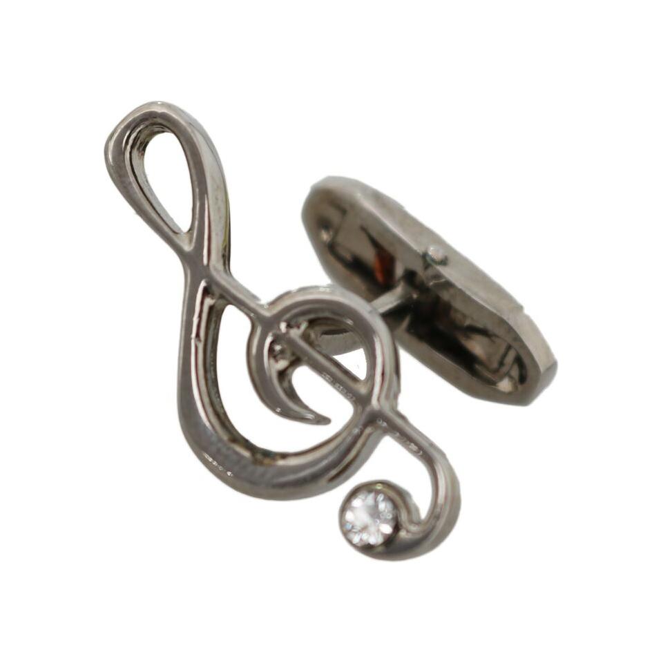 Dolce & Gabbana Silver Brass Tremble Clef Crystal Cufflinks SMYK322
