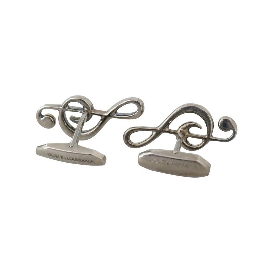 Dolce & Gabbana Silver Brass Tremble Clef Crystal Cufflinks SMYK322