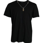 Dolce & Gabbana Black Silver Chain Short Sleeve T-shirt