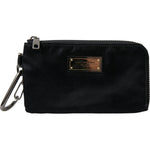 Dolce & Gabbana Black Nylon Logo Plaque Keyring Pouch Clutch Bags
