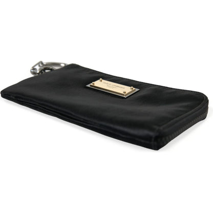 Dolce & Gabbana Black Nylon Logo Plaque Keyring Pouch Clutch Bags