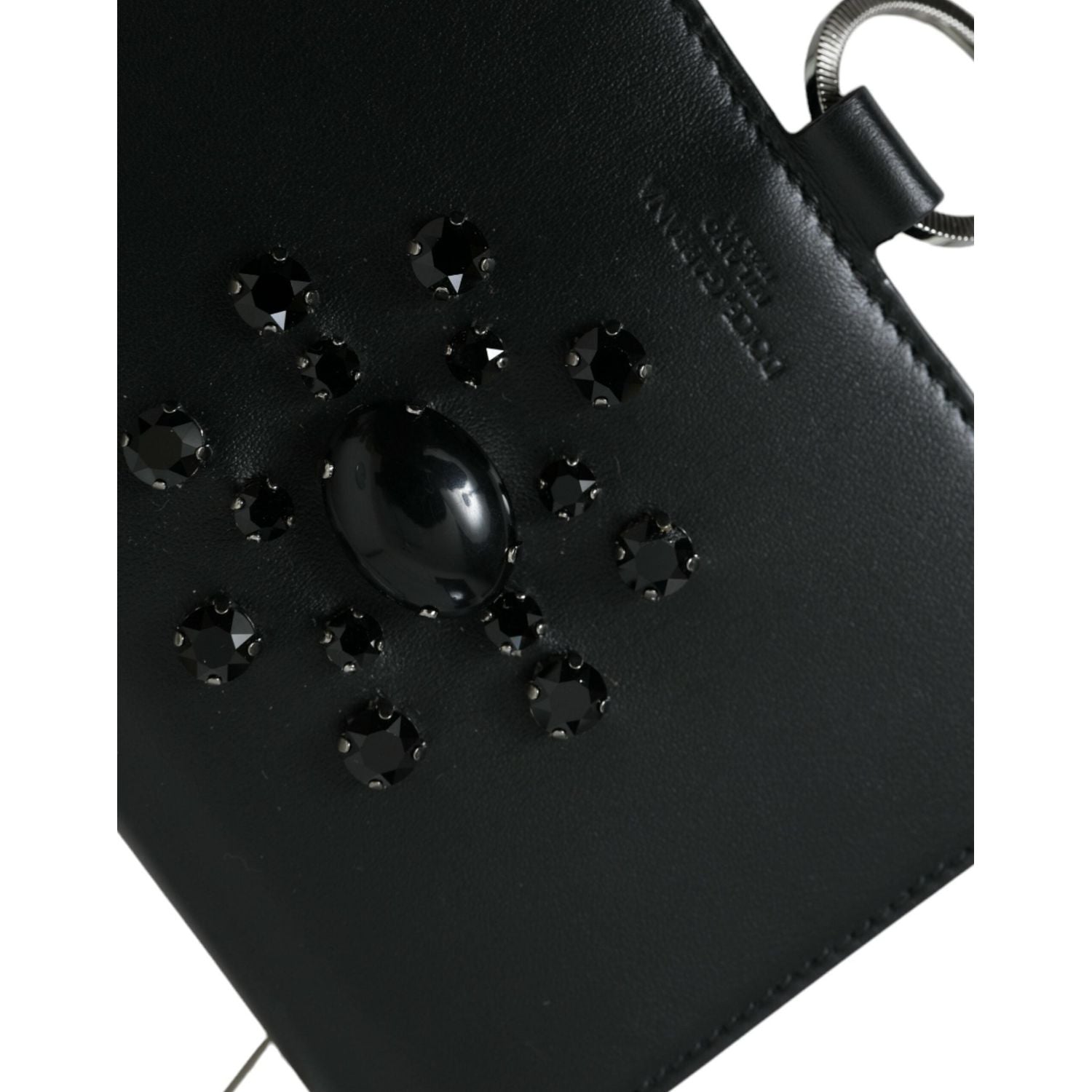 优雅水晶缀饰皮革卡夹