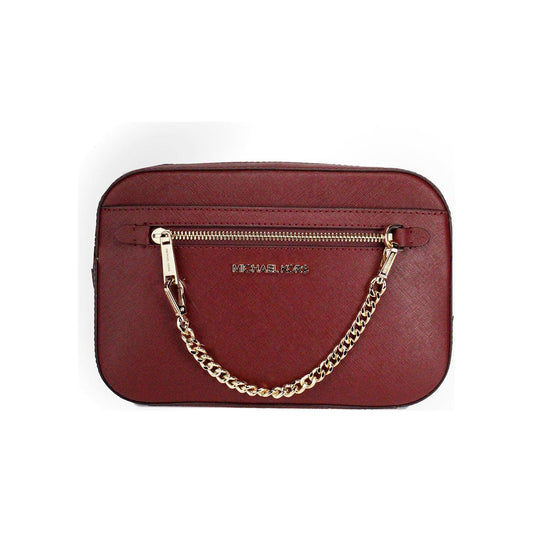 Michael Kors Jet Set East West Large Dark Cherry Leather Zip Chain Crossbody Bag Michael Kors