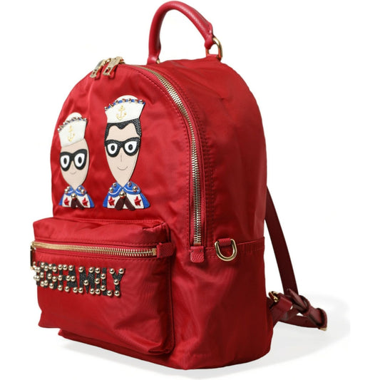 Dolce & Gabbana Embellished Red Backpack with Gold Detailing Dolce & Gabbana