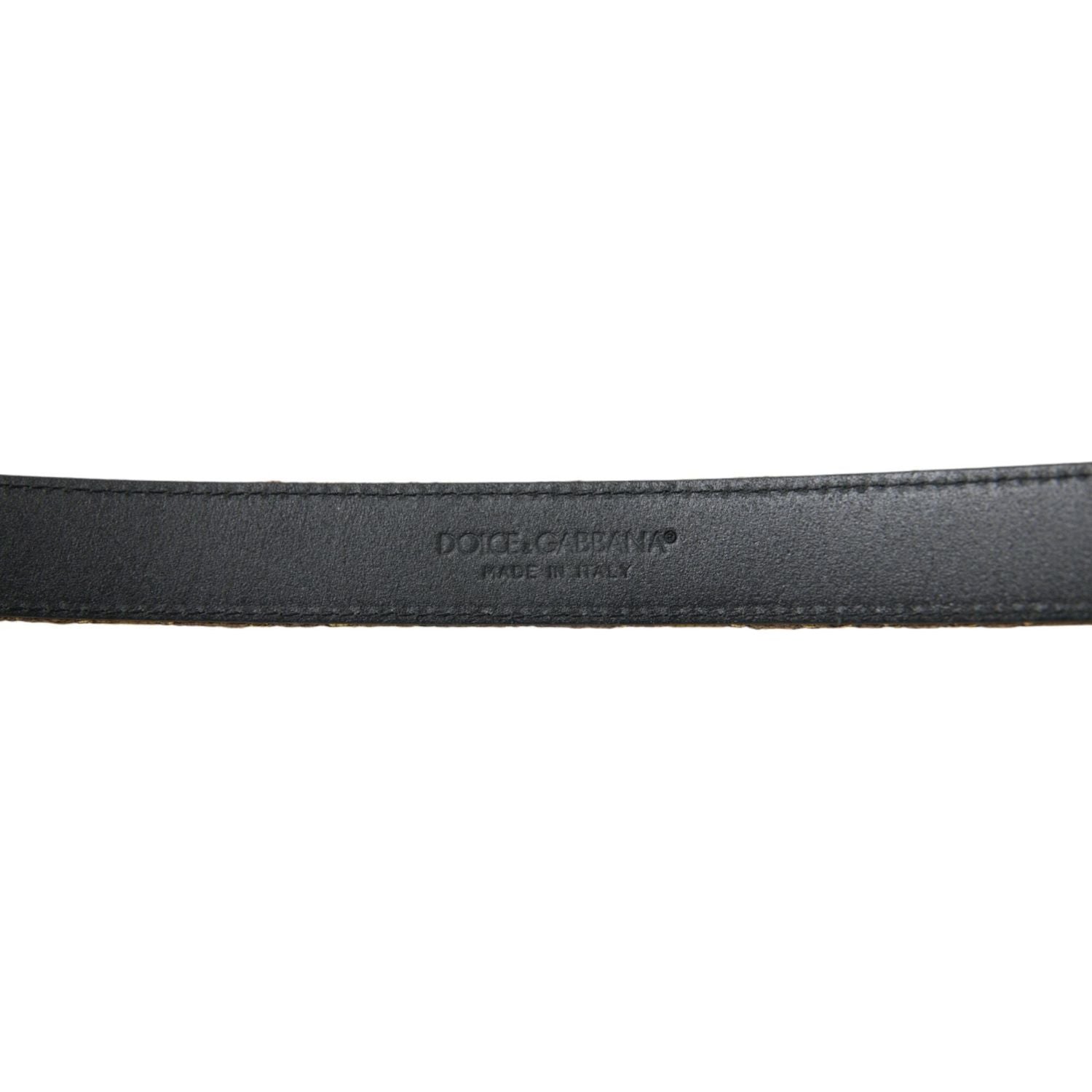 Dolce & Gabbana Gold Leather Jacquard Silver Metal Buckle Belt