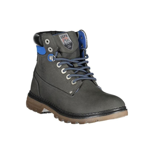 U.S. POLO ASSN. Elegant Gray High Lace-Up Boots with Logo Detail U.S. POLO ASSN.