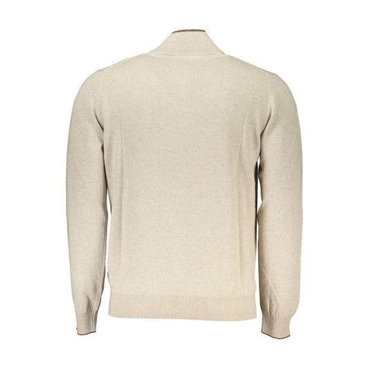 Harmont & Blaine Beige Half-Zip Sweater with Embroidery Detail Harmont & Blaine